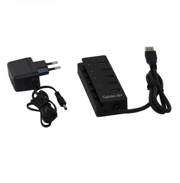 Hub Extern SPACER SPH-4USB30-1QC 4xUSB 3.0 QC 3.0 Negru - imagine 2