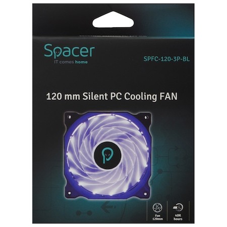 Ventilator PC SPACER SPFC-120-3P-BL 120mm LED Albastru - imagine 3