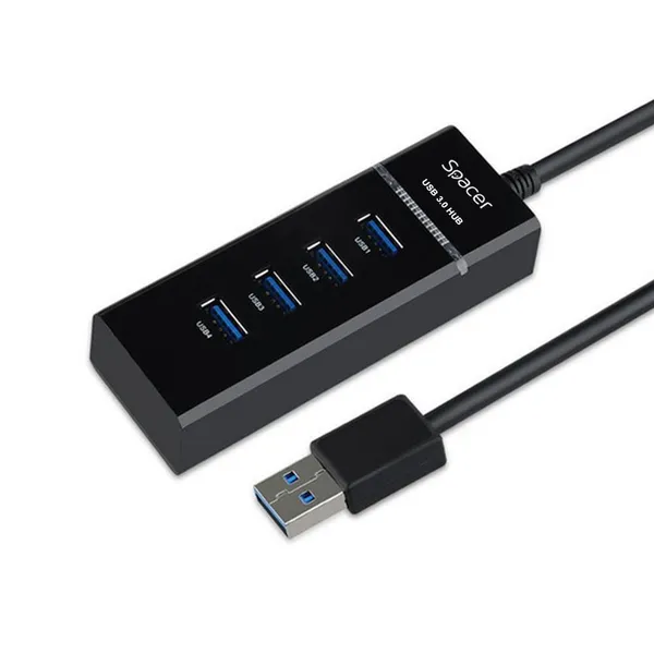 Hub USB SPACER SPH-4USB30-01 4 Porturi USB 3.0 Negru - imagine 2
