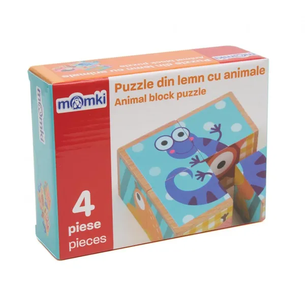 Puzzle MOMKI din Lemn cu Animale 4 Piese