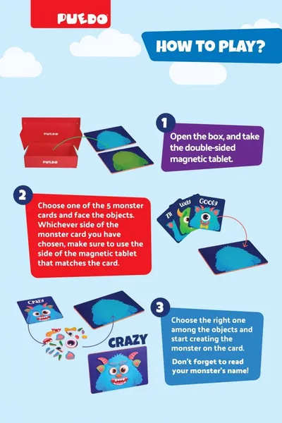 Joc Magnetic PUEDO TOYS Creează Un Monstru 25-49 Piese - imagine 5