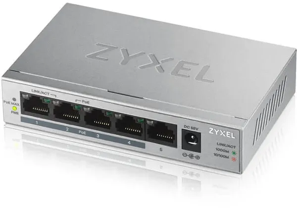 Switch ZYXEL GS1005-HP PoE 5 Porturi Gigabit - imagine 2