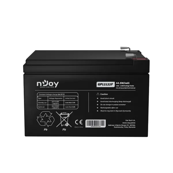 Acumulator NJOY GP12122F 12V AGM Negru - imagine 2