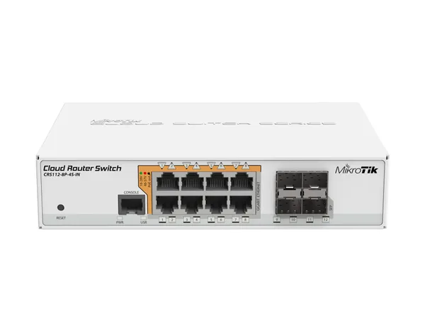Switch MIKROTIK CRS112-8P-4S-IN 8 Porturi Gigabit 4 SFP Managed