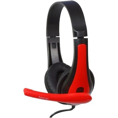 Căști SPACER SPK-507 cu Fir Jack 3.5mm Negru Roșu