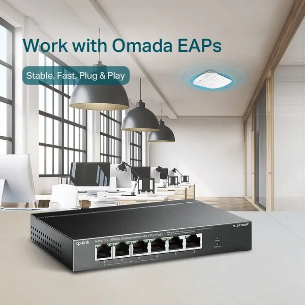 Switch TP-LINK TL-SF1006P 6 Porturi 10/100 Mbps PoE+ - imagine 5