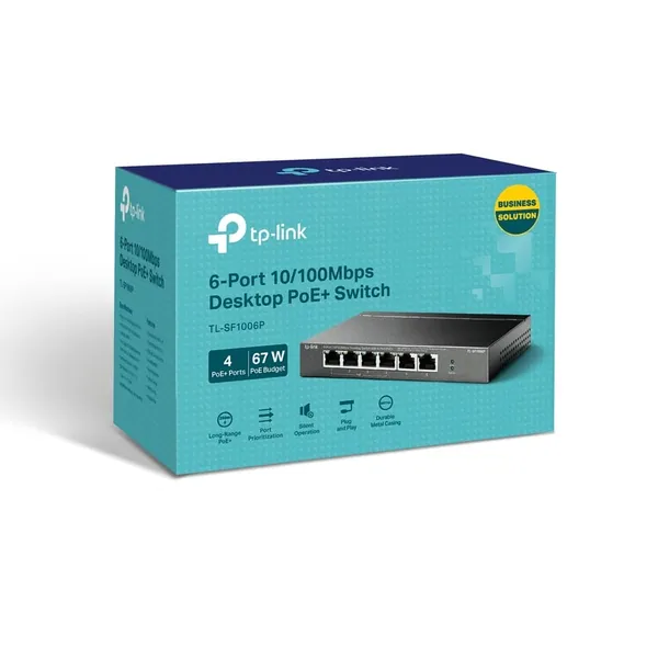 Switch TP-LINK TL-SF1006P 6 Porturi 10/100 Mbps PoE+ - imagine 8