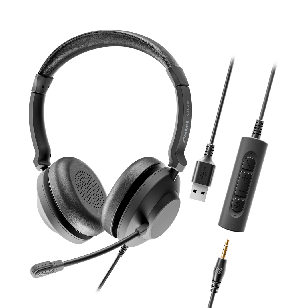 Headset AXTEL ONE UC35 Stereo HD USB Jack 3.5mm Negru