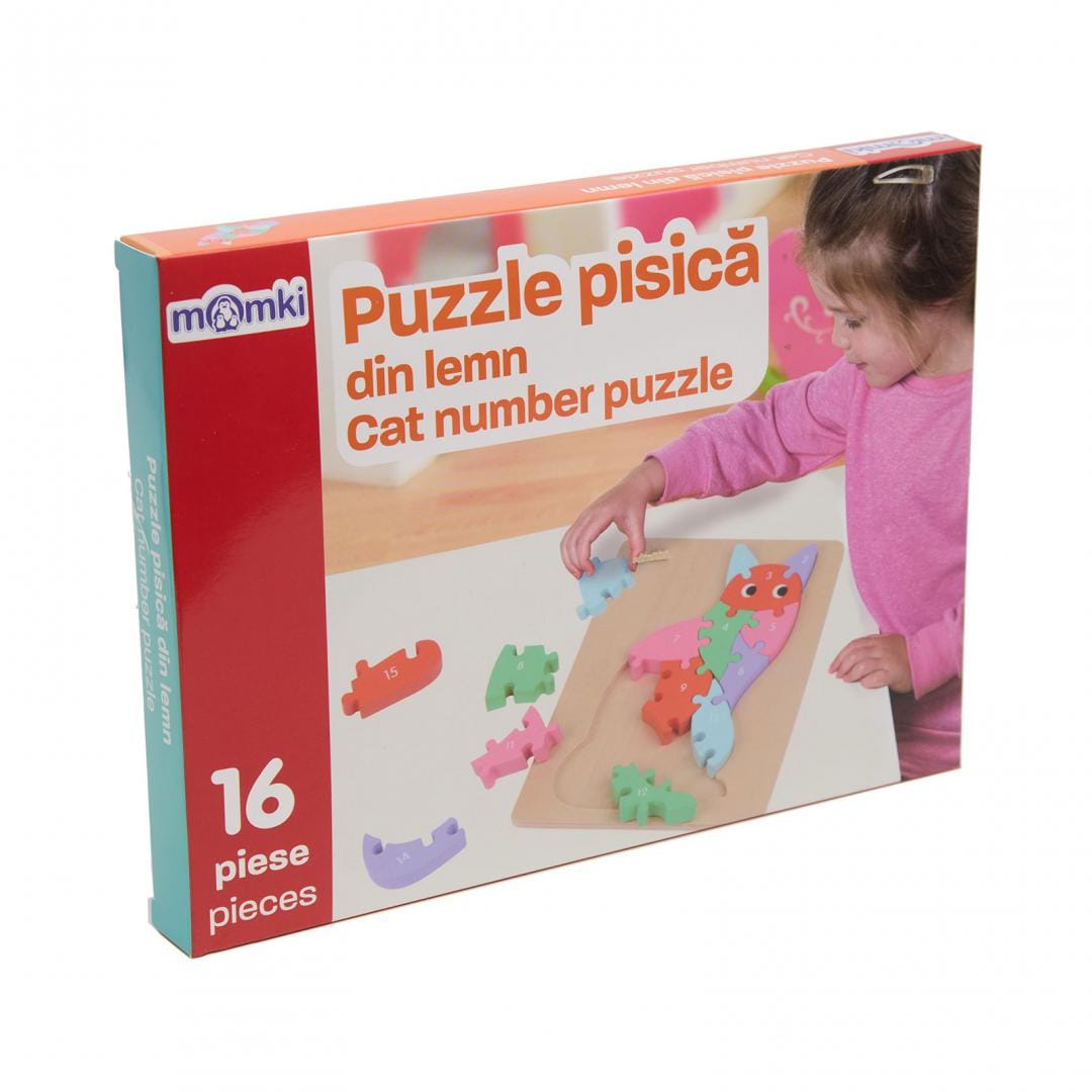 Puzzle MOMKI Pisică din Lemn 16 Piese