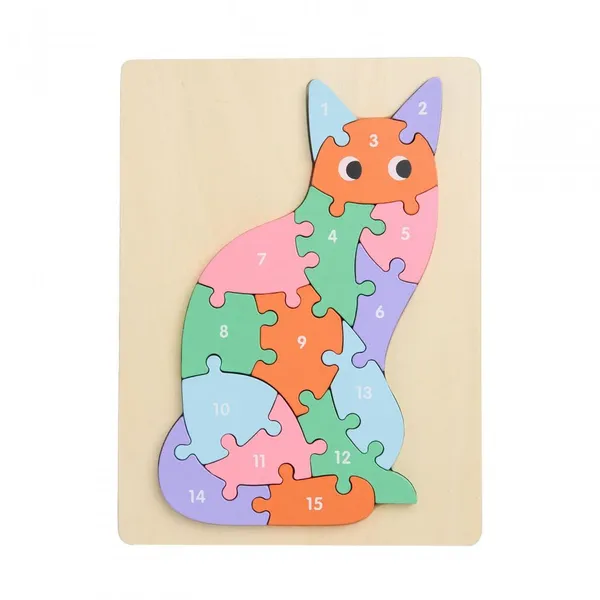 Puzzle MOMKI Pisică din Lemn 16 Piese - imagine 2