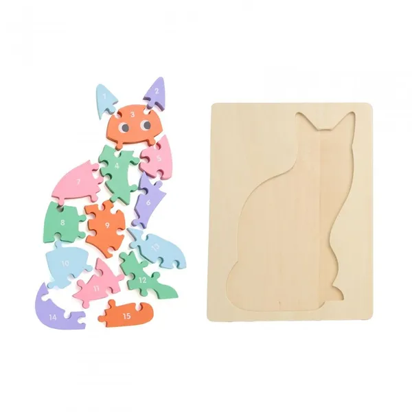 Puzzle MOMKI Pisică din Lemn 16 Piese - imagine 3