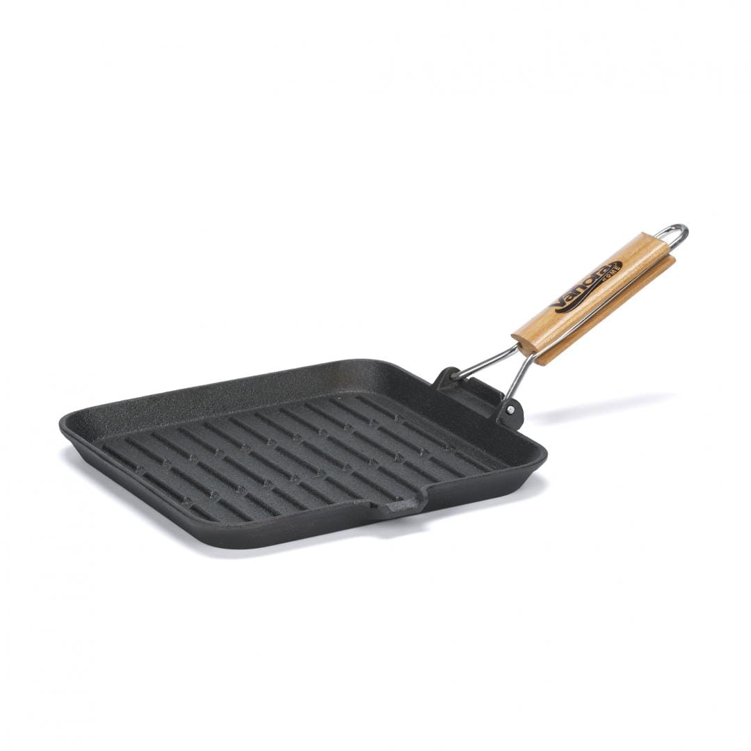 Tigaie Grill VANORA HOME Fontă Pură cu Maner Lemn Detașabil 23x2 cm