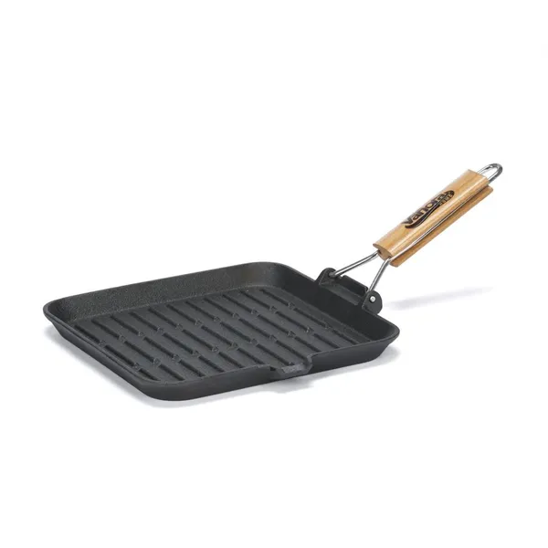 Tigaie Grill VANORA HOME Fontă Pură cu Maner Lemn Detașabil 23x2 cm - imagine 1