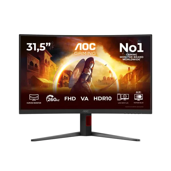 Monitor Gaming AOC C32G4Z 31,5 inch Full HD 240Hz Negru Roșu