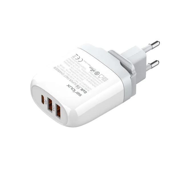 Încărcător SERIOUX 65W GaN QC 3 Porturi Alb SRXC-QC65WGAN - imagine 3