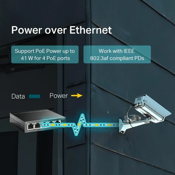 Switch TP-LINK TL-SF1005LP 5 Porturi 10/100 Mbps PoE+ - imagine 3