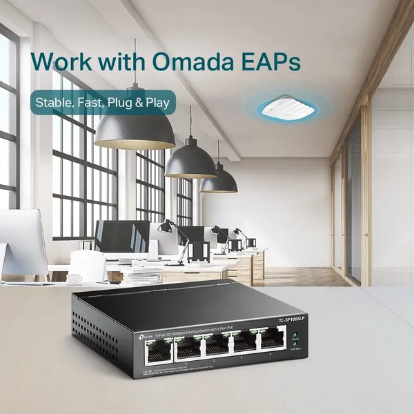 Switch TP-LINK TL-SF1005LP 5 Porturi 10/100 Mbps PoE+ - imagine 5