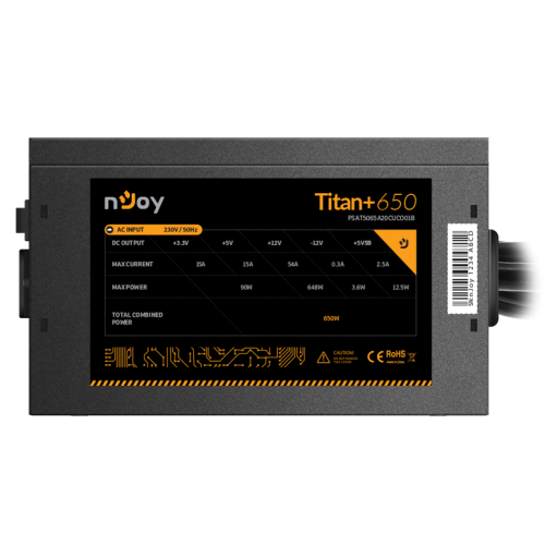 Sursă PC NJOY TITAN+ 650W 80+ Bronze ATX Negru - imagine 3