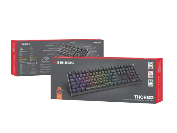 Tastatură Mecanică GENESIS Thor 404 RGB USB Negru - imagine 7