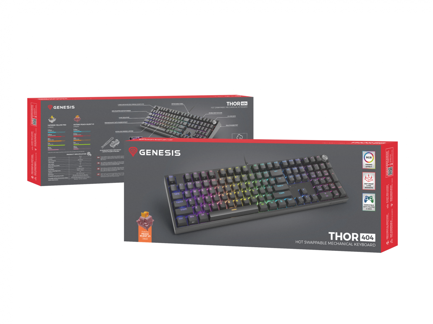 Tastatură gaming mecanică GENESIS Thor 404 RGB Negru - imagine 7