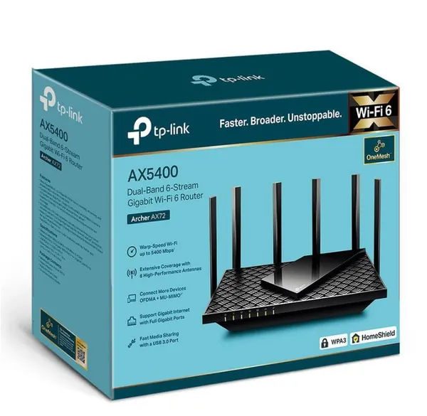 Router Wireless TP-LINK Archer AX72 AX5400 WiFi 6 Dual-Band Gigabit - imagine 3
