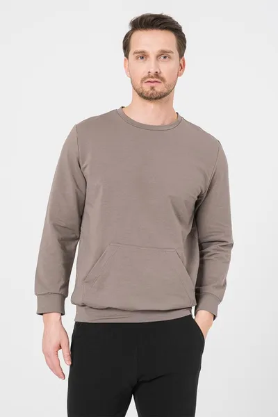 Bluză Casual Bărbați Coton Taupe XXL - imagine 1