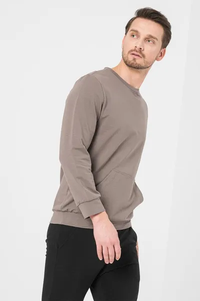 Bluză Casual Bărbați Coton Taupe XXL - imagine 2
