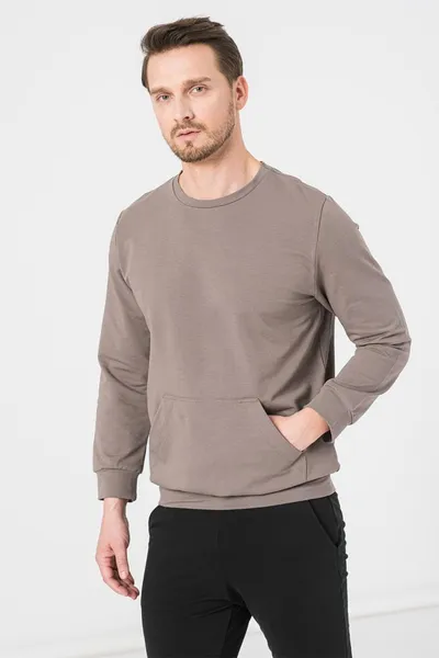 Bluză Casual Bărbați Coton Taupe XXL