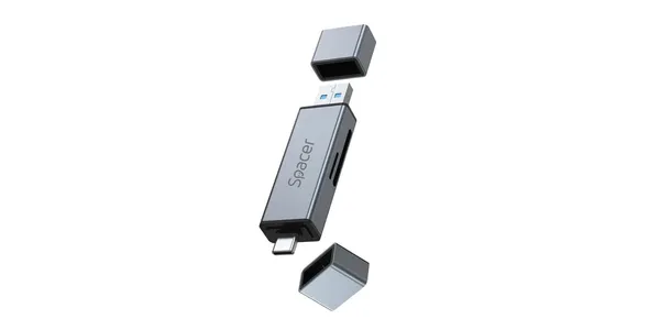 Card Reader SPACER 4 in 1 USB 2.0 Type-C SPCR-TYPEC-USB-01 Gri