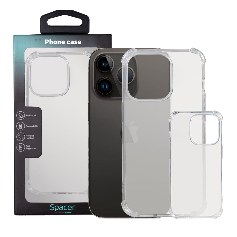 Husă SPACER iPhone 14 Pro TPU Transparent
