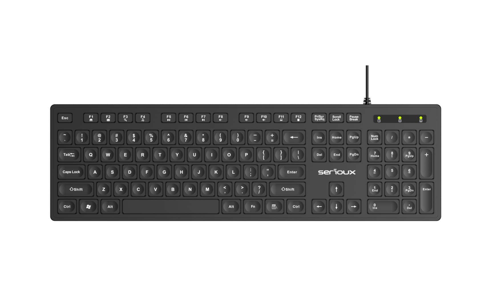 Tastatură SERIOUX SRXK-SKB704WD USB 104 Taste Negru