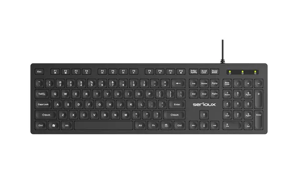 Tastatură SERIOUX SRXK-SKB704WD USB 104 Taste Negru