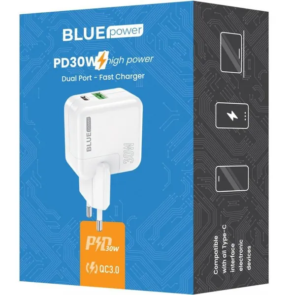 Încărcător Retea BLUEpower BC111A 30W 2 Porturi Alb - imagine 3