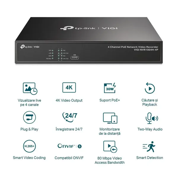 NVR PoE TP-LINK VIGI 1004H4P 4 Canale 8 MP - imagine 2