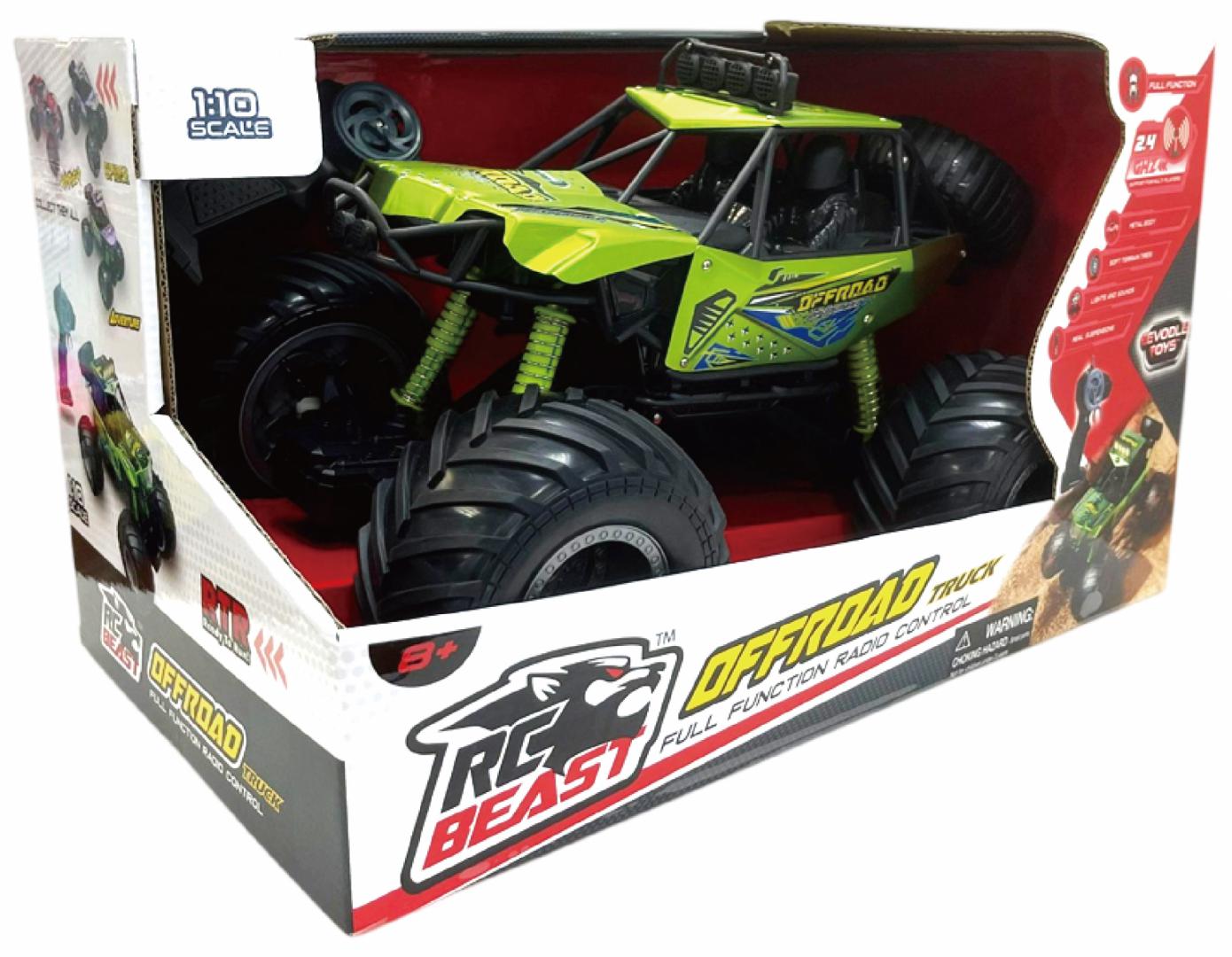 Mașinuță cu telecomandă CEVODLE Big Foot Scara 1/10 44cm Verde - imagine 2