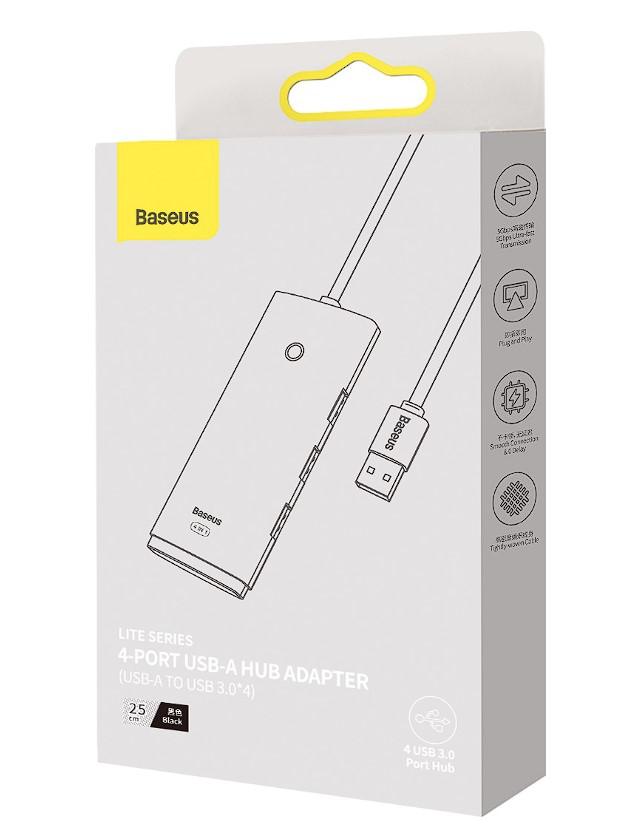 Hub extern BASEUS Lite USB 3.0 4 Porturi 1m Negru WKQX030101 - imagine 3