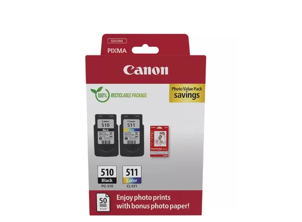 Pachet Cartușe CANON PG-510/CL-511 Photo 9ml + 50 Coli