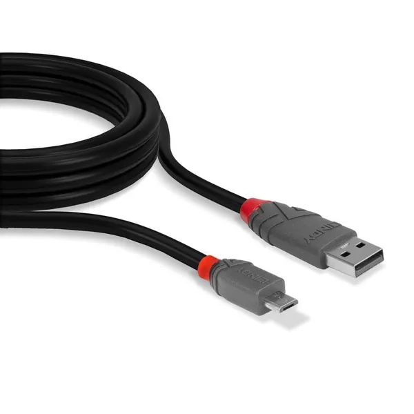 Cablu Transfer LINDY LY-36733 USB 2.0 Type A-MicroUSB 2m Anthra Line - imagine 2