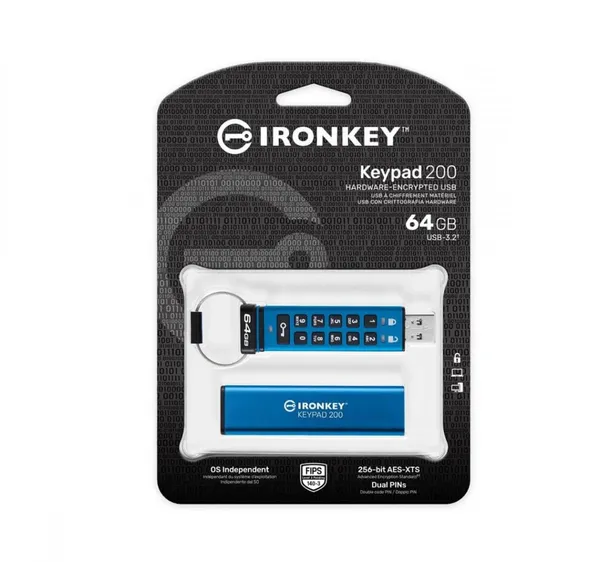 Memorie USB KINGSTON IronKey Keypad 200 64GB Criptată AES-256 - imagine 5