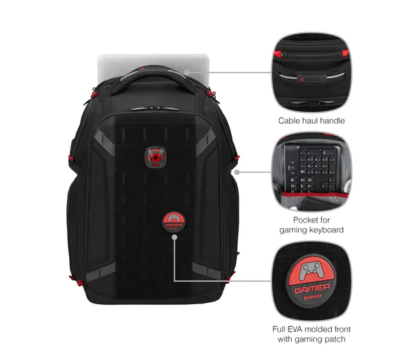 Rucsac Gaming WENGER Tech PlayerOne 17.3" Negru 611650 - imagine 6