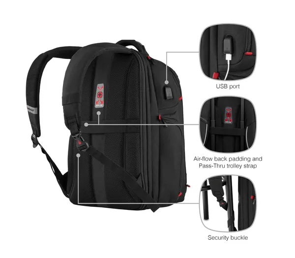 Rucsac Gaming WENGER Tech PlayerOne 17.3" Negru 611650 - imagine 7