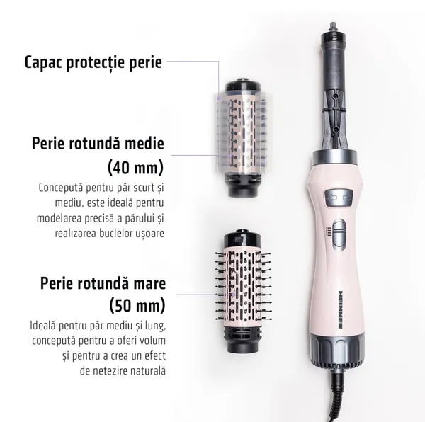Perie Rotativă HEINNER HAB-R12RDC-PNK2 1200W Roz-Gri - imagine 3