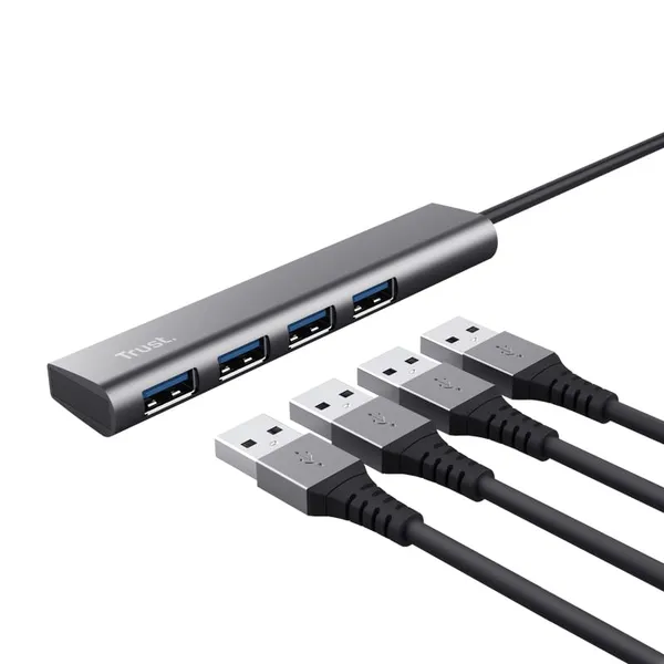 Hub USB TRUST Halyx USB-C 4xUSB-A 3.2 Argintiu TR-24948