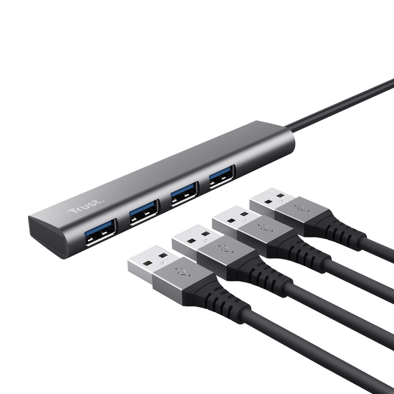 Hub USB TRUST Halyx USB-C 4xUSB-A 3.2 Argintiu TR-24948