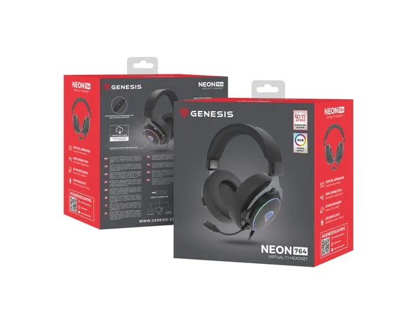 Căști Gaming GENESIS Neon 764 7.1 Surround RGB Negru - imagine 7