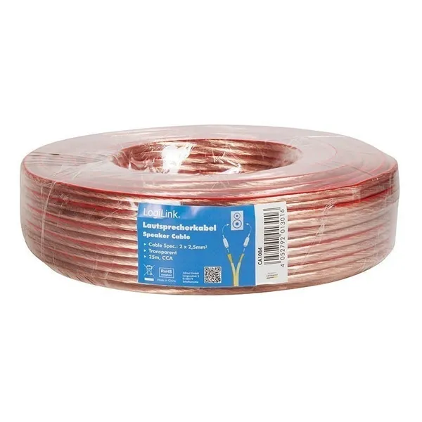 Rola cablu audio LOGILINK 2x2.5mm2 25m Transparent