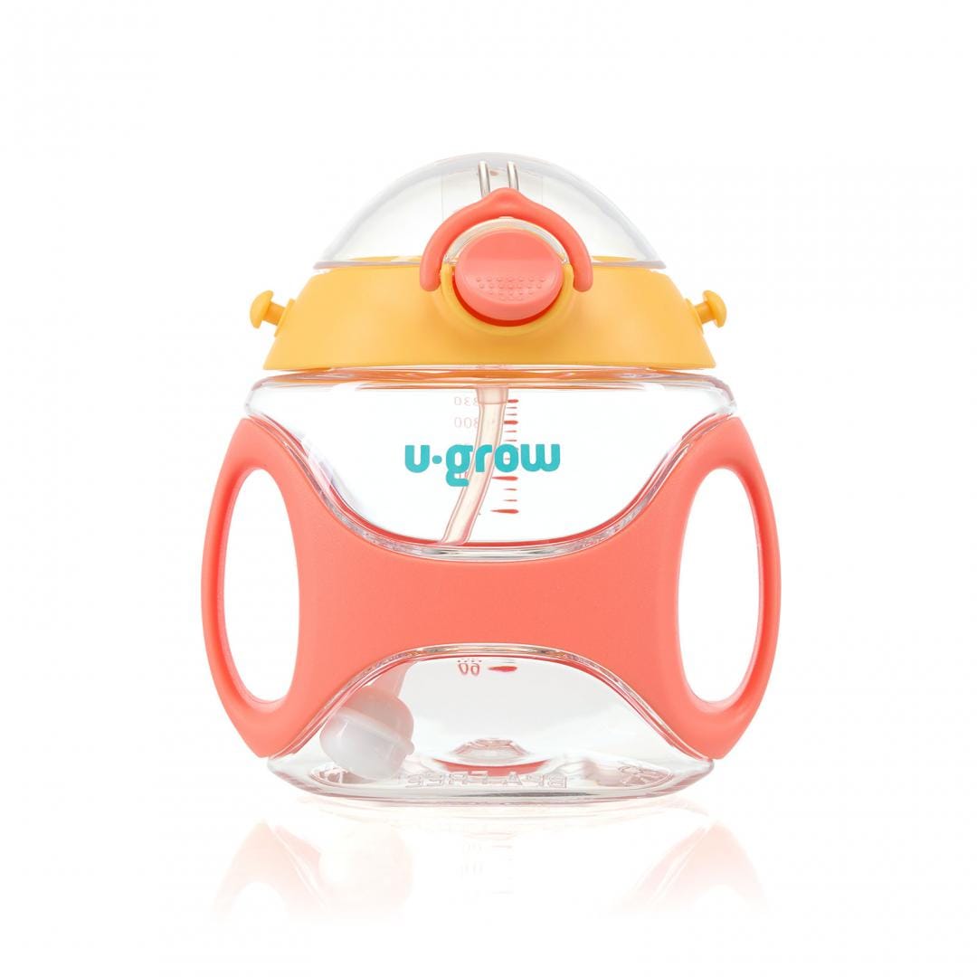 Sticlă U-GROW Tritan cu Pai și Cureauă 330 ml Orange
