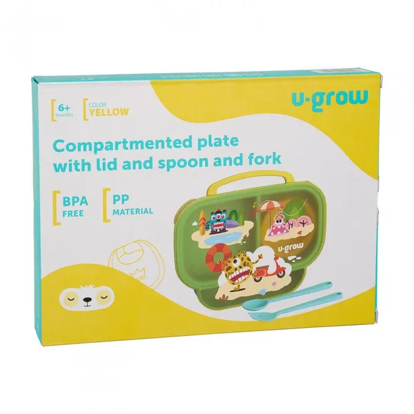 Farfurie U-GROW Galbenă cu Capac și Set Tacâmuri - imagine 6