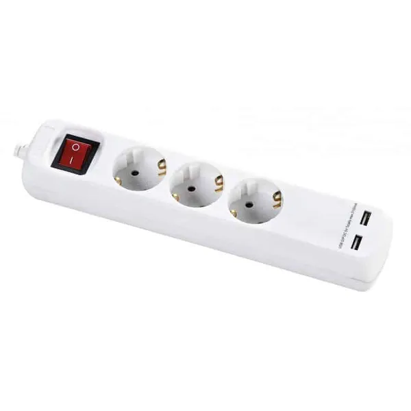 Prelungitor BACHMANN 3 Prize 2xUSB 3m Alb B387.203