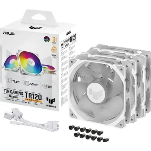 Ventilatoare Carcasă ASUS TUF GAMING TR120 ARGB Alb Reverse 3IN1 - imagine 6